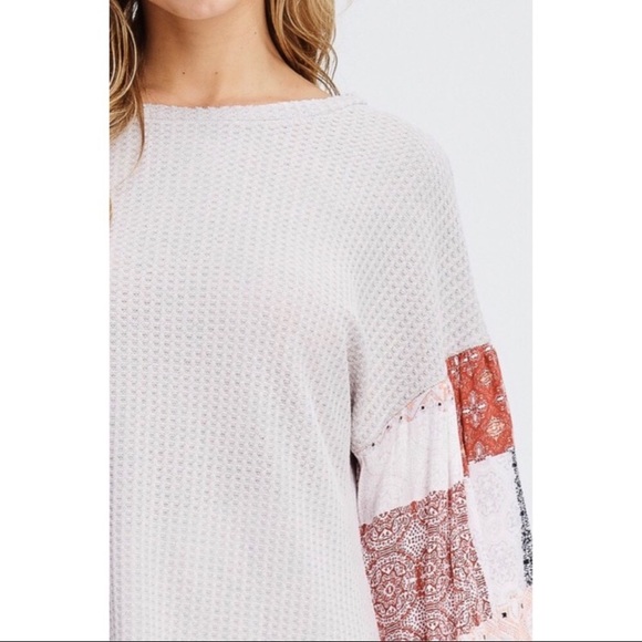 ❗️LAST❗️Waffle Knit Patchwork Top - Picture 6 of 7